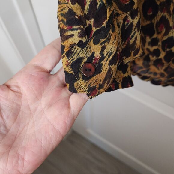 The Avenue Womens sz 26/28 Blouse Animal Print Button Front Leopard Cheetah Vtg - Picture 7 of 15